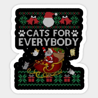 Cats For Everybody Christmas Cute Cat Lover Ugly Sweater Gift Sticker